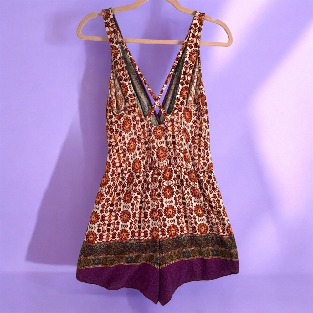 Weavers Floral Boho Patterned Sleeveless Romper Medium Colorful Bohemian - Picture 2 of 11